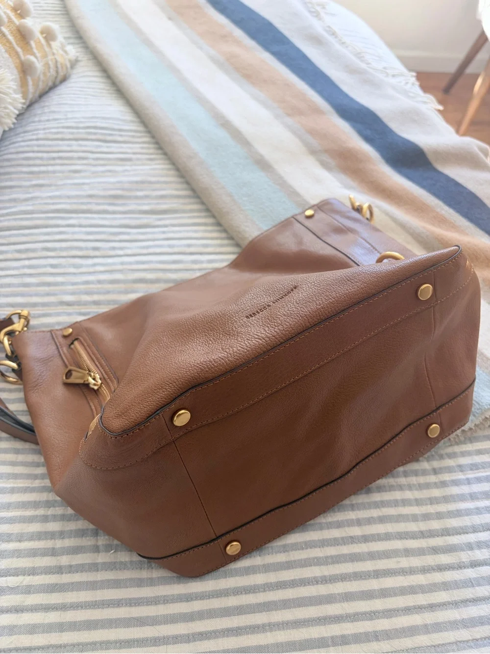 Rebecca Minkoff Cognac Leather Shoulder Bag with Gold Hardware